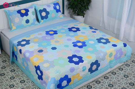 Hexagonal Blue Quilt