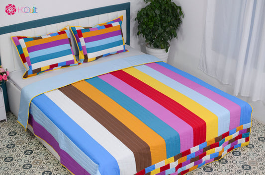 Rainbow Stripes Quilt Blanket